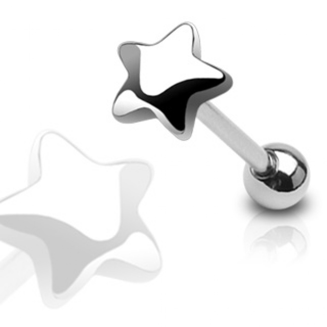 Ocelový piercing do jazyka - star