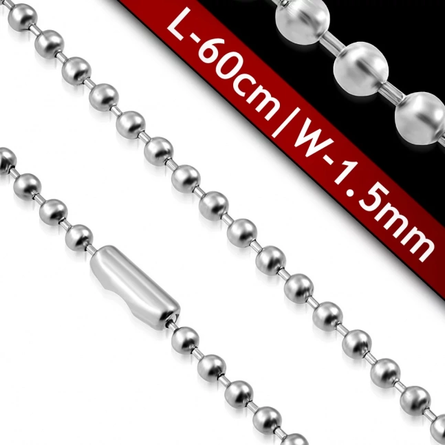 Kuličkový řetízek z chirurgické oceli - 60cm / 1,5mm 