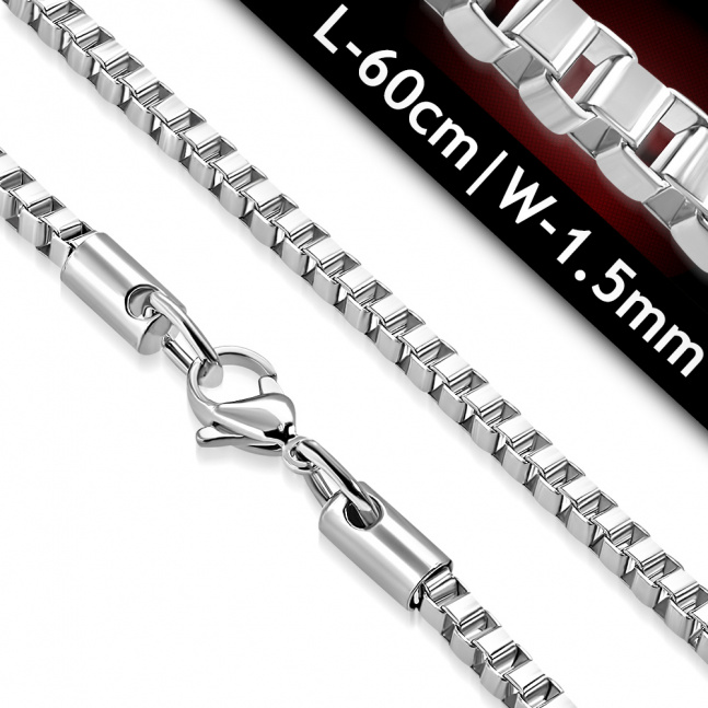 Čtvercový řetízek z chirurgické oceli 60cm / 1, 5 mm