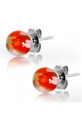 Náušnice z chirurgické oceli - červeně žíhané 10mm