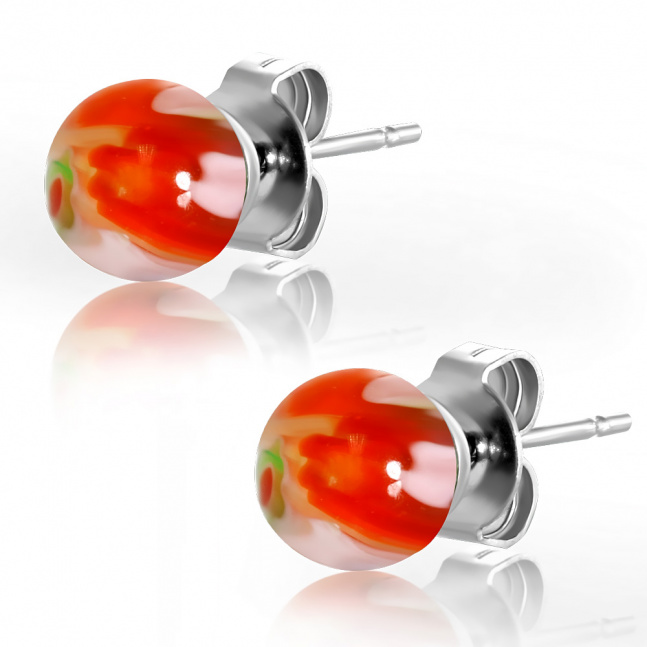 Náušnice z chirurgické oceli - červeně žíhané 10mm