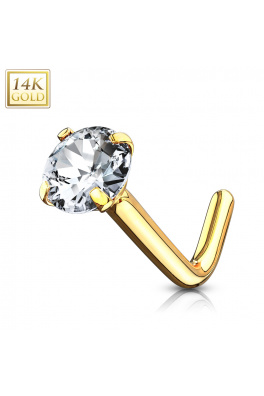 Luxusní piercing do nosu z pravého 14kt zlata - zirkon 3mm 
