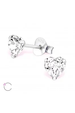 Náušnice stříbrné - srdce s crystalem Swarovski 