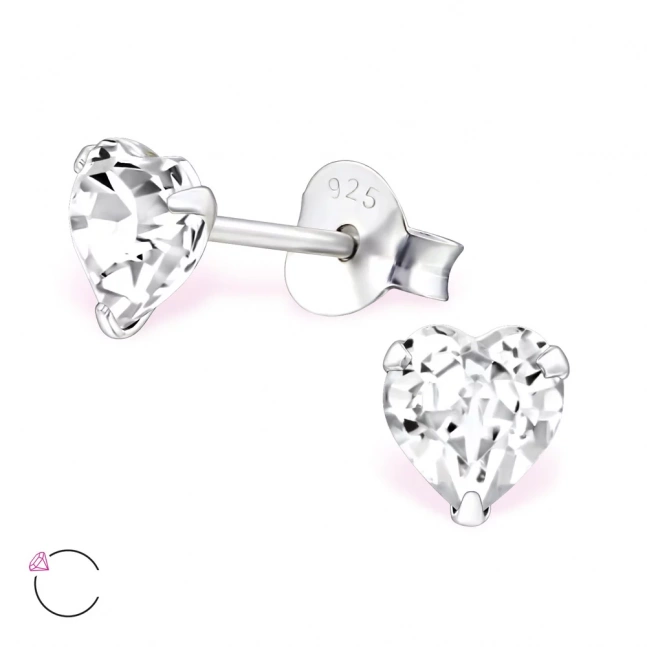 Náušnice stříbrné - srdce s crystalem Swarovski 