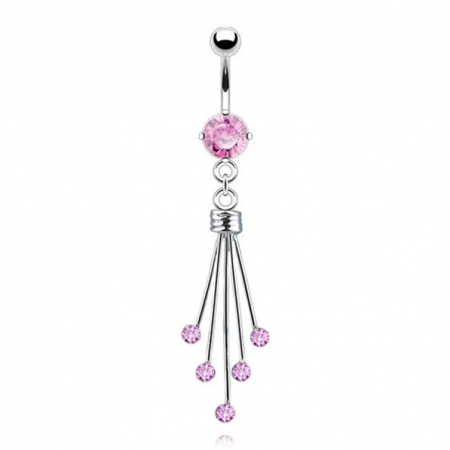 Piercing s třásněmi z titanové oceli - crystals 