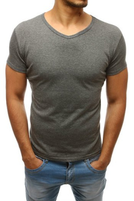Pánské tričko bez potisku s výstřihem do V, tmavě šedé Dstreet RX4557