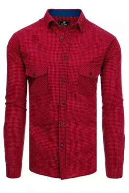 Pánské tmavě modré a červené kostkované tričko Dstreet DX2116
