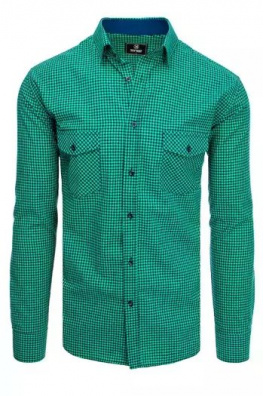 Pánské tmavě modré a zelené kostkované tričko Dstreet DX2118