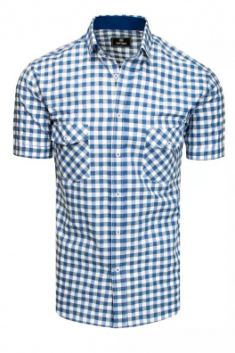 Bílé a modré pánské tričko s krátkým rukávem Dstreet KX0956
