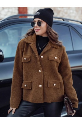 Dámský oversize kabát CLASSIVO krátký hnědý Dstreet NY0697
