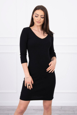 Dress fitted with neckline black