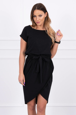 Tied dress with an envelope-like bottom black