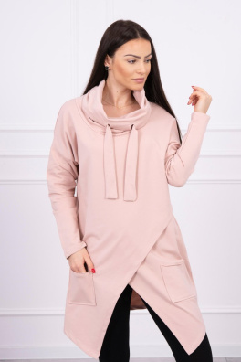 Tunic with envelope front dark Oversize powdered pink