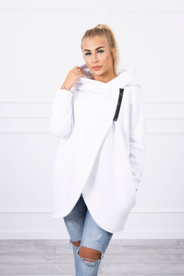 Sweatshirt with short zipper white