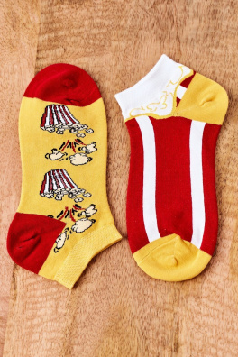 Nepárové Ponožky S Popcornem Žluté-Cervené