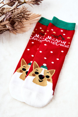 Vánoční ponožky Medved Červená
