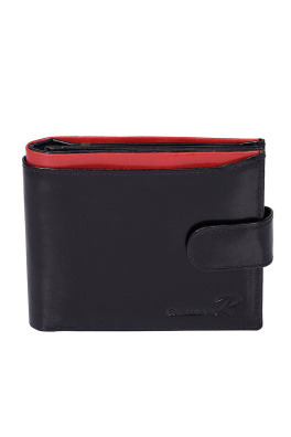 Černá kožená peněženka pro muže s červenou vsadkou, zapínání
