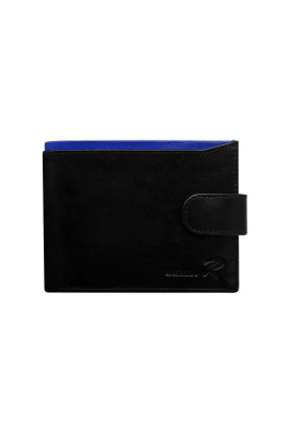 Pánská černá kožená peněženka s kobaltovou úpravou