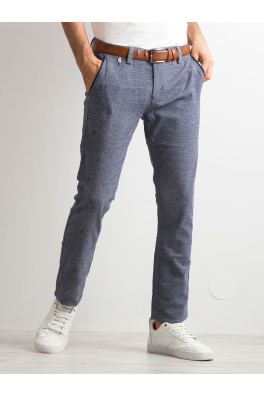 Pánské modré kalhoty s drobným vzorem