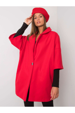 RUE PARIS Červený nadměrný kabát
