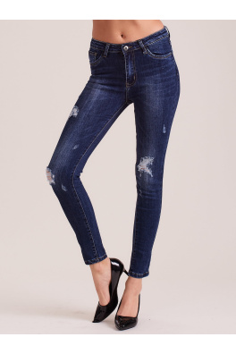 Tmavě modré vypasované džíny pro ženy