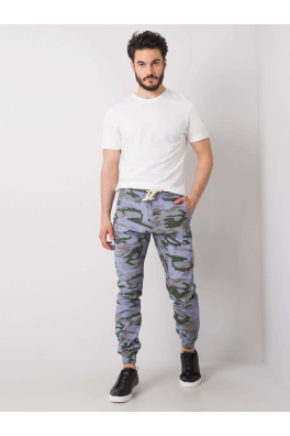 Modré pánské kalhoty s vojenskými vzory