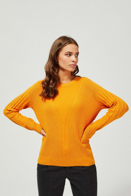Kabelový pletený svetr - žlutý