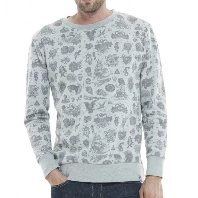 Sweatshirt Tattoo Pattern Grey