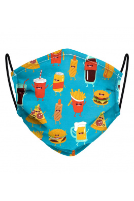 Kawaii Fast Food Face Mask Navy