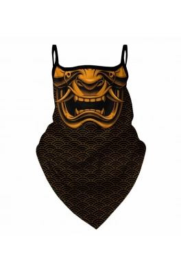 Japanese Mask Gold Bandana Face Mask Orange