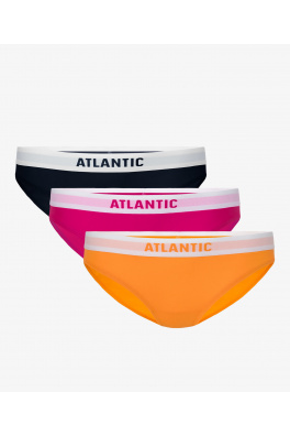 Dámské kalhotky Bikini ATLANTIC 3Pack - tmavě modrá, růžová, oranžová