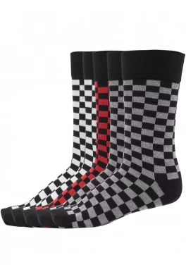 Check Socks 5-Pack blk/h.šedá/wht