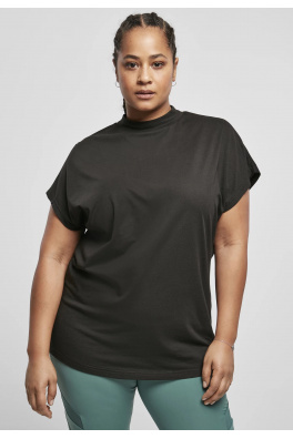 Dámské oversized tričko viskózového střihu na rukávu černé