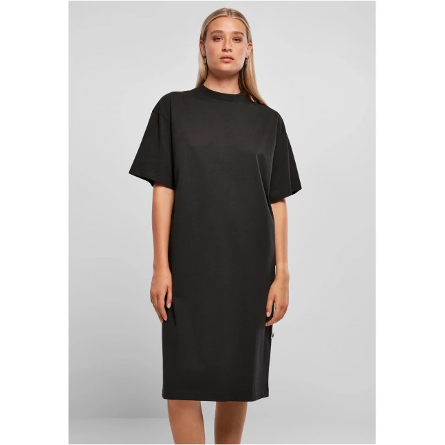 Dámské organické dlouhé oversized triko šaty černé