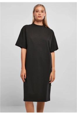 Dámské organické dlouhé oversized triko šaty černé