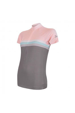 SENSOR CYKLO SUMMER STRIPE dámský dres kr.rukáv šedá/růžová