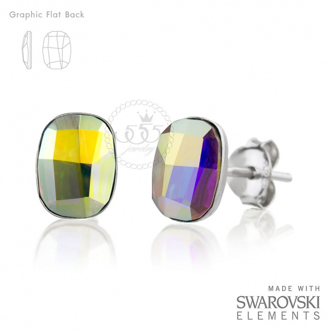Stříbrné náušnice s oválným kamenem Swarovski - bílé