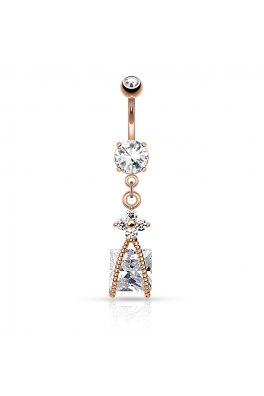 14k žlutým zlatem pozlacený piercing do pupíku- luxury