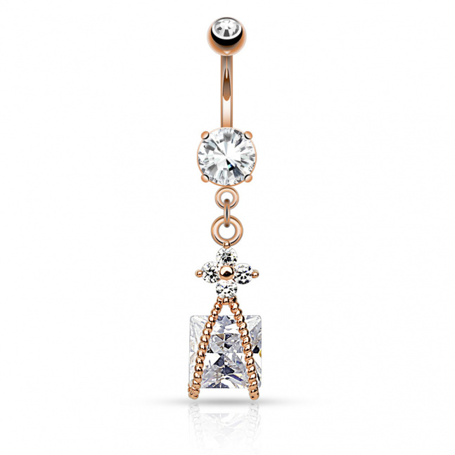 14k žlutým zlatem pozlacený piercing do pupíku- luxury