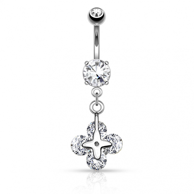 Piercing do pupíku z chirurgické oceli - zircon cross