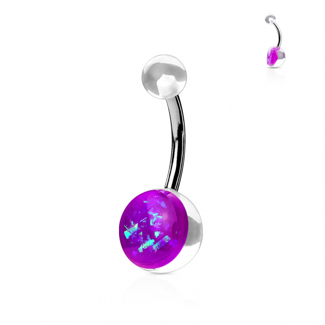 Piercing do pupíku z chirurgické oceli - imitace opálu I