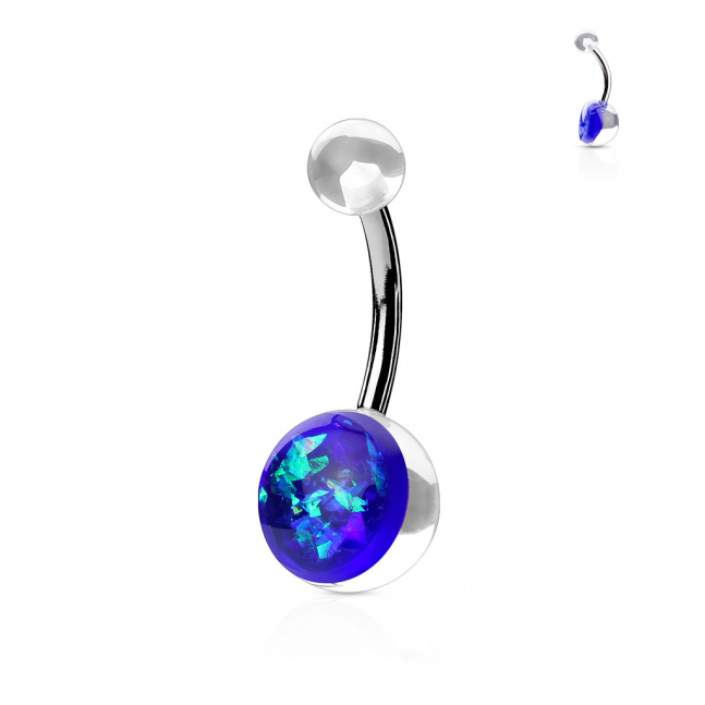 Piercing do pupíku z chirurgické oceli - imitace opálu II