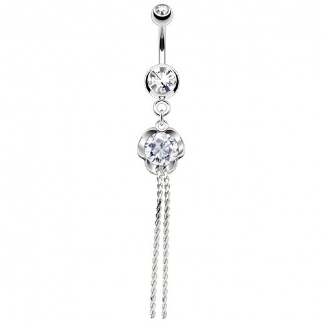 Piercing do pupíku - květ se dvěmi třásněmi