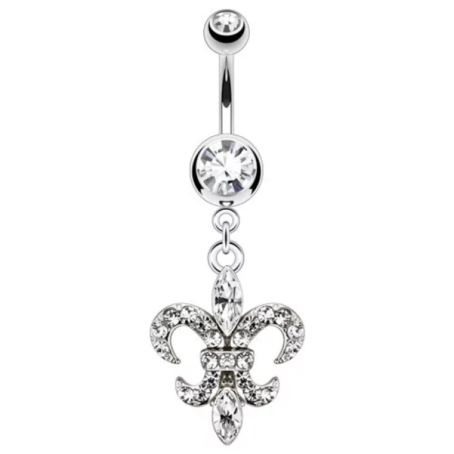 Luxusní piercing do pupíku - Fleur de lis 