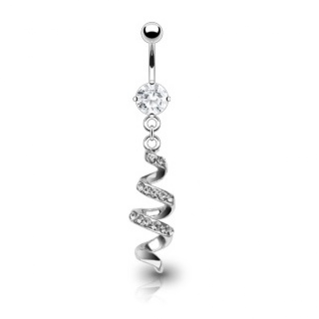 Piercing do pupíku - zirkonová spirála
