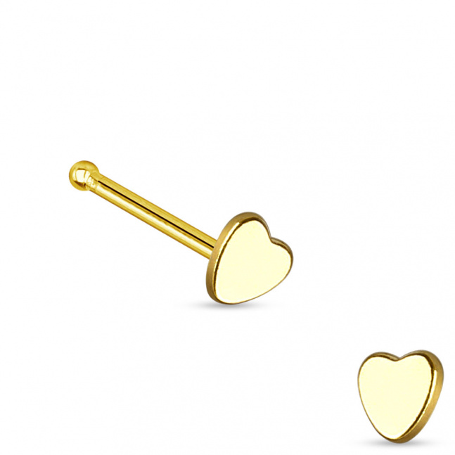 Piercing do nosu - srdce gold