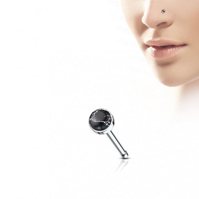Piercing do nosu - černý achát