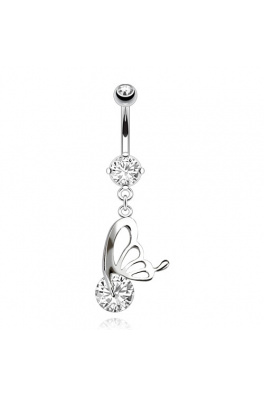 Piercing do pupíku -  motýlek se zirkonem