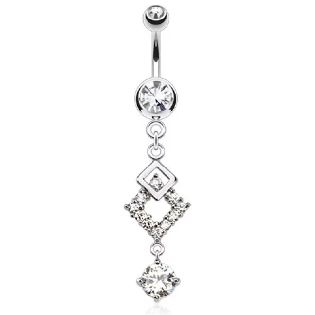 Luxusní piercing do pupiku - two squares 