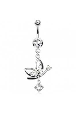 Piercing do pupíku - Crystal butterfly